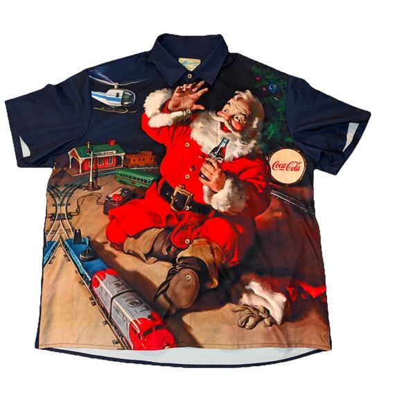 Hawalili Hawaiian Shirt Mens American Coke Santa Christmas Holiday Size 3XL - Picture 1 of 3